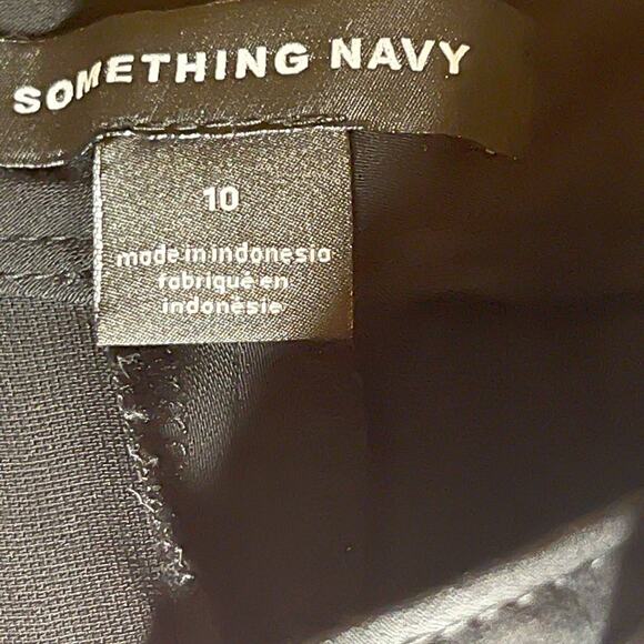 Revolve Something Navy Black Front Slit Hem Corpcore Office Ankle Dress Pants 10 - Picture 7 of 7